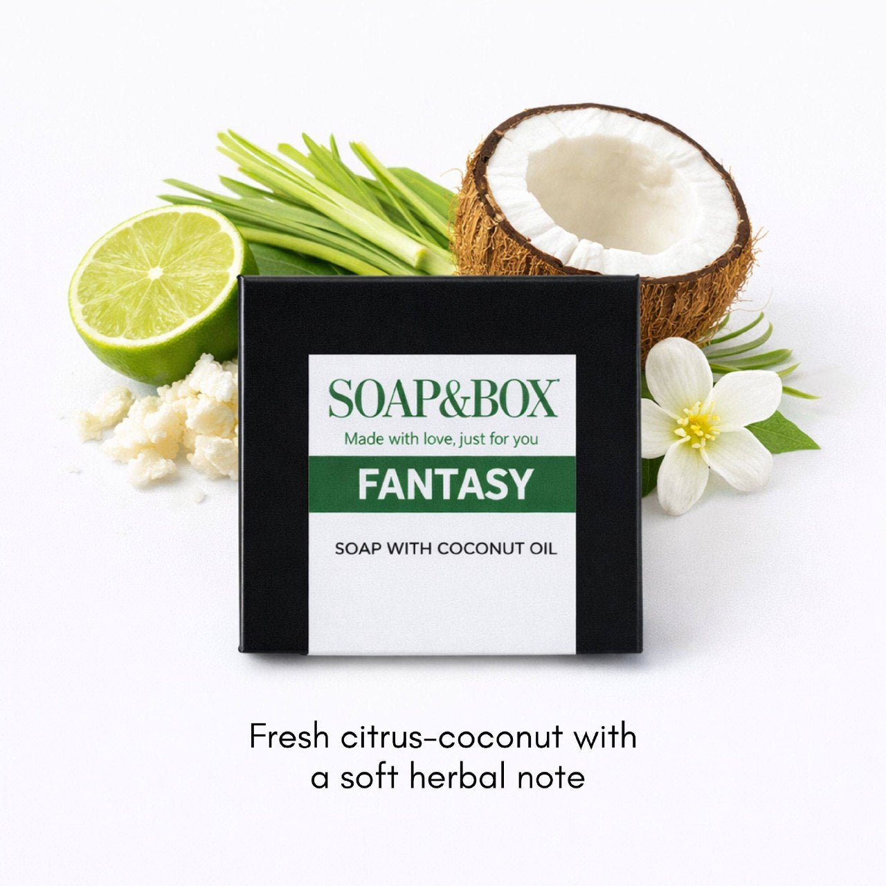 Fantasy soap – gentle coconut care for your skin, fresh tropical aroma, handcrafted in Toronto.