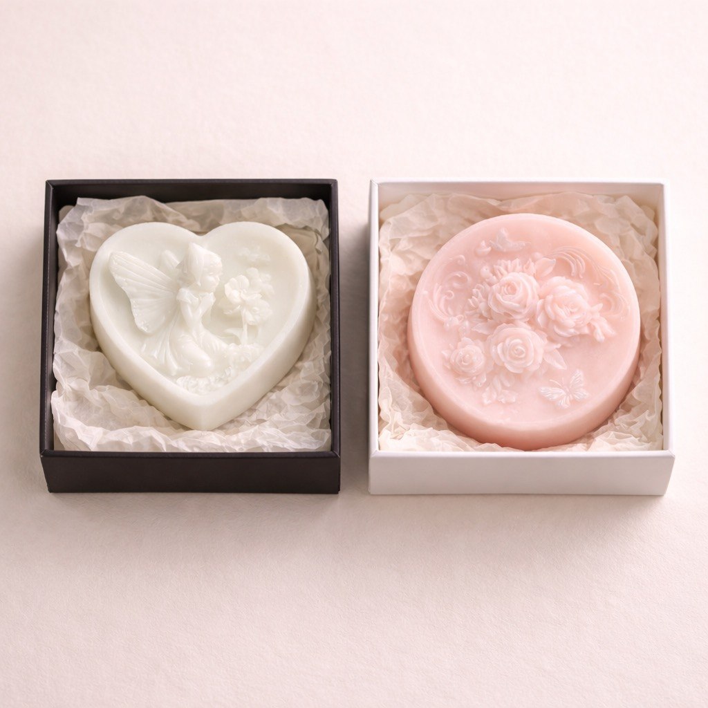 Handcrafted rose soap and botanical soap duo elegant gift set