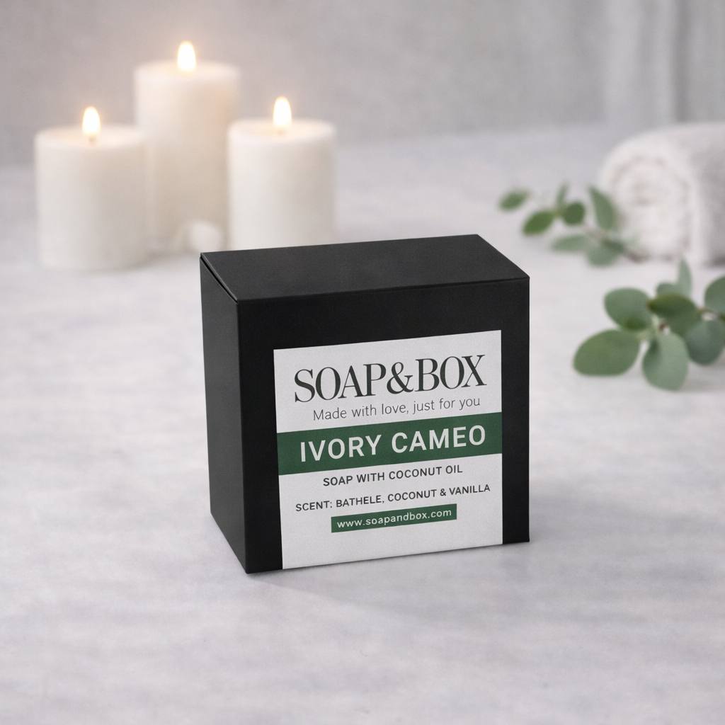 Ivory Cameo by Soap&Box – gentle luxury inspired by classic beauty.