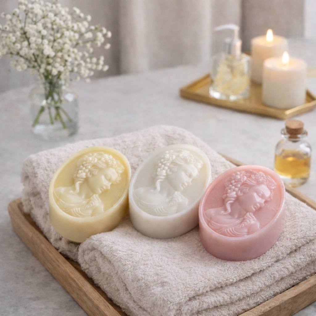 Handcrafted botanical soap trio by Soap&Box — elegant gift set with shea butter and natural oils, beautifully boxed for any occasion.