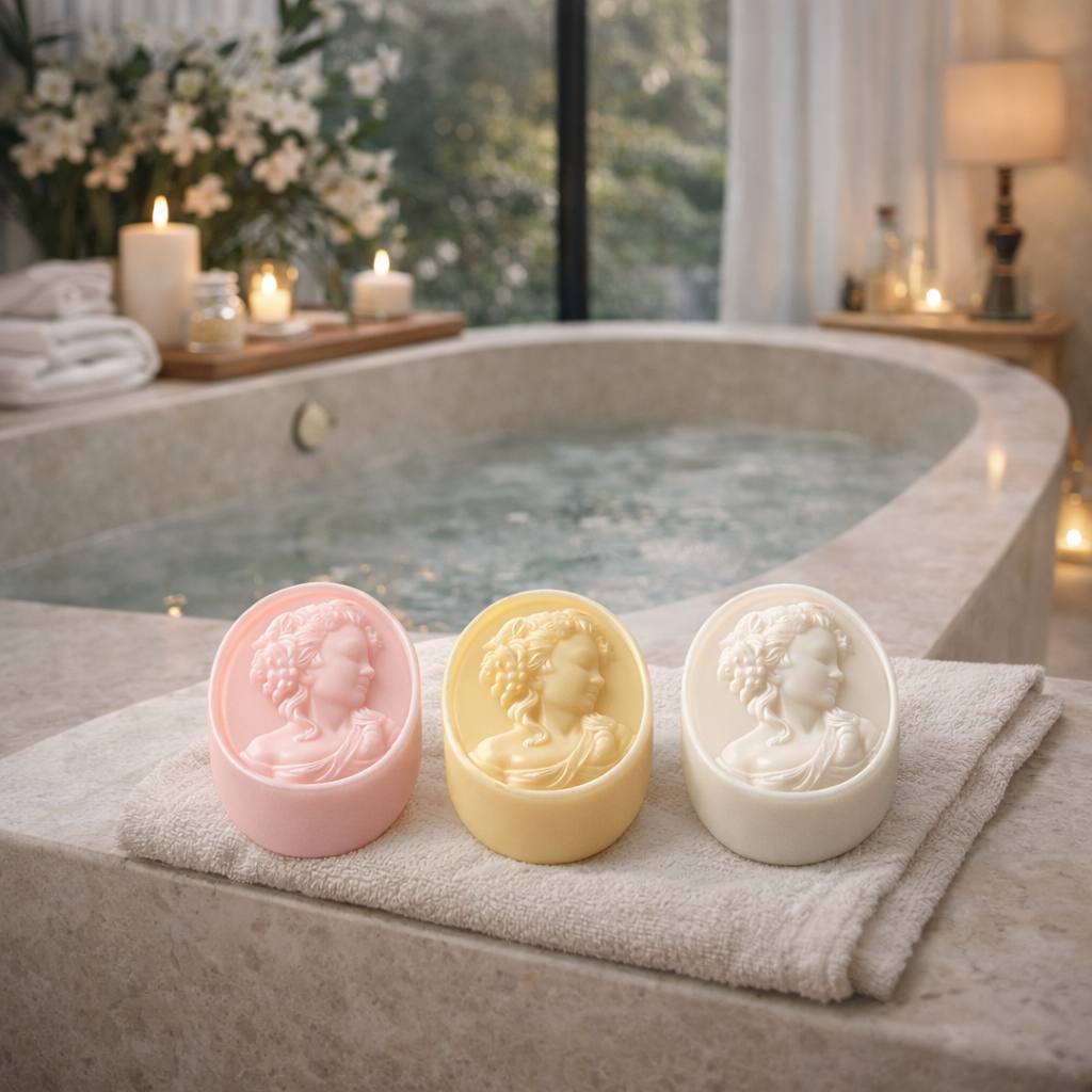 Handcrafted botanical soap trio by Soap&Box — elegant gift set with shea butter and natural oils, beautifully boxed for any occasion.