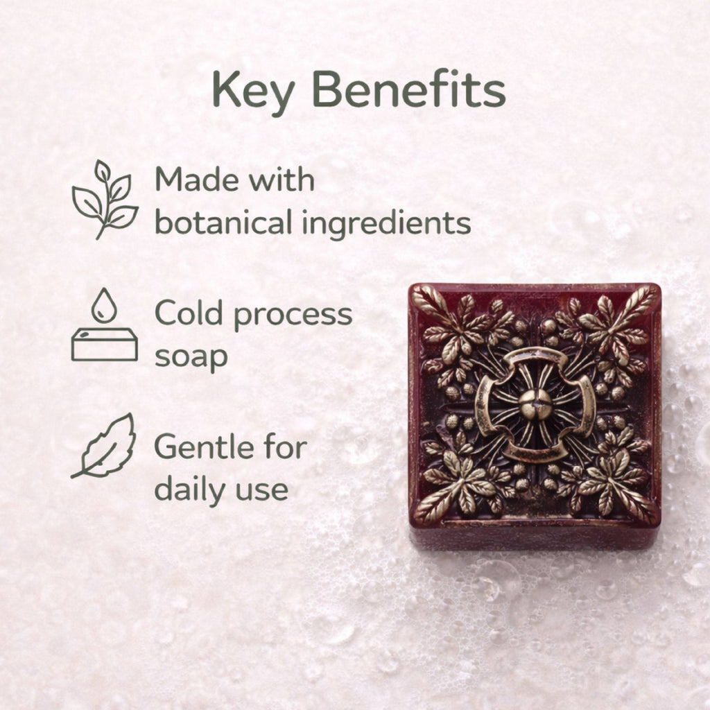 Golden Saffron handmade soap with saffron, shea butter and glycerin on a light background