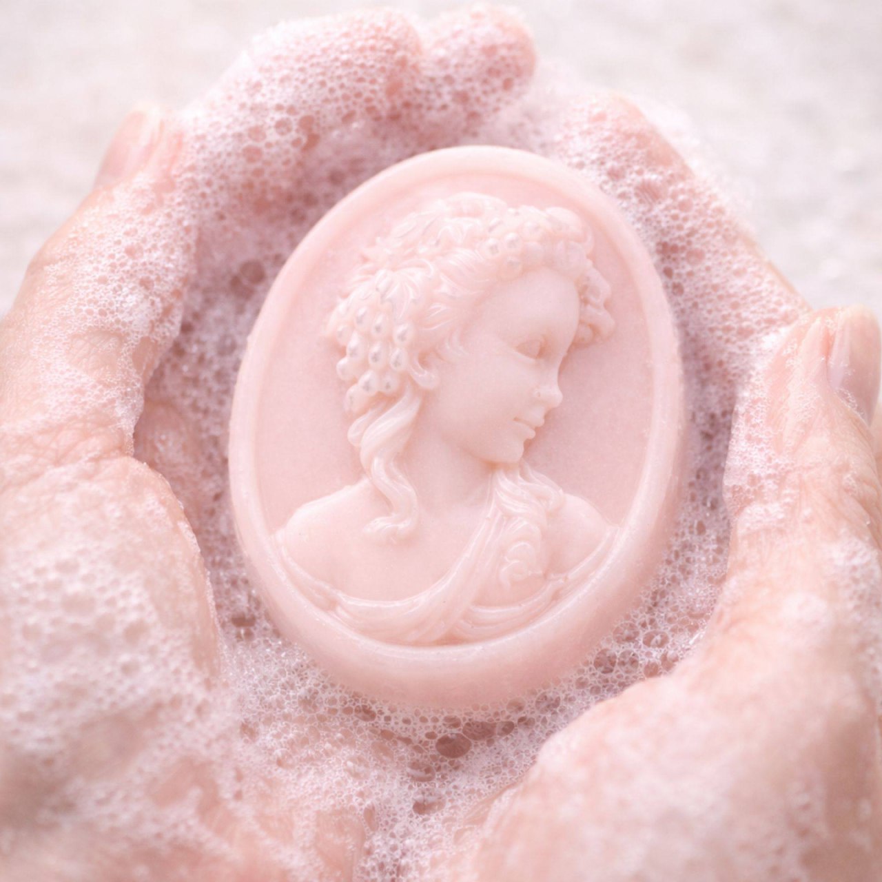 Rosy Muse soap in elegant eco box – gentle rose soap with glycerin and vitamins for smooth, radiant skin.