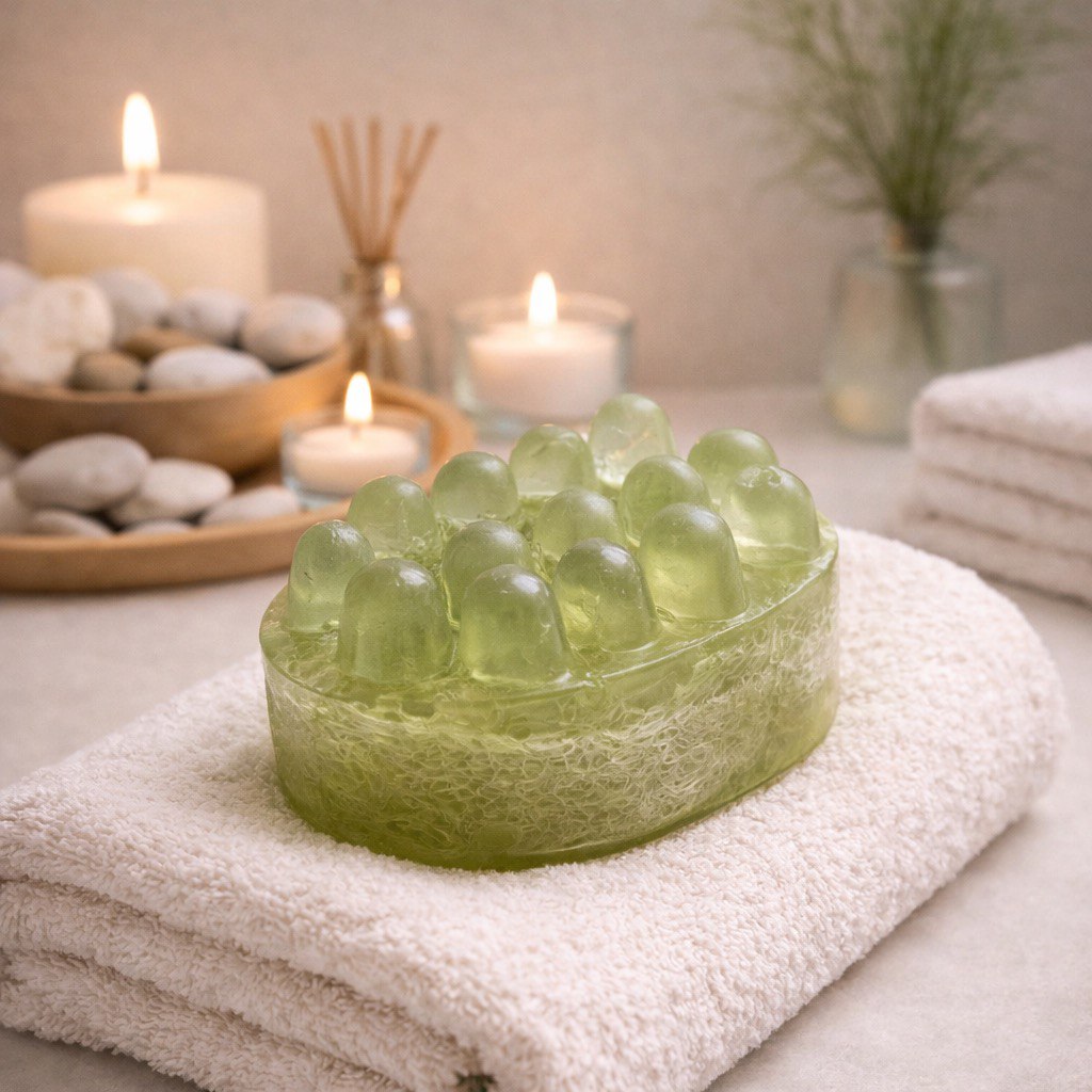 Refreshing aloe & loofah bar – the perfect blend of exfoliation and hydration by Soap&Box.