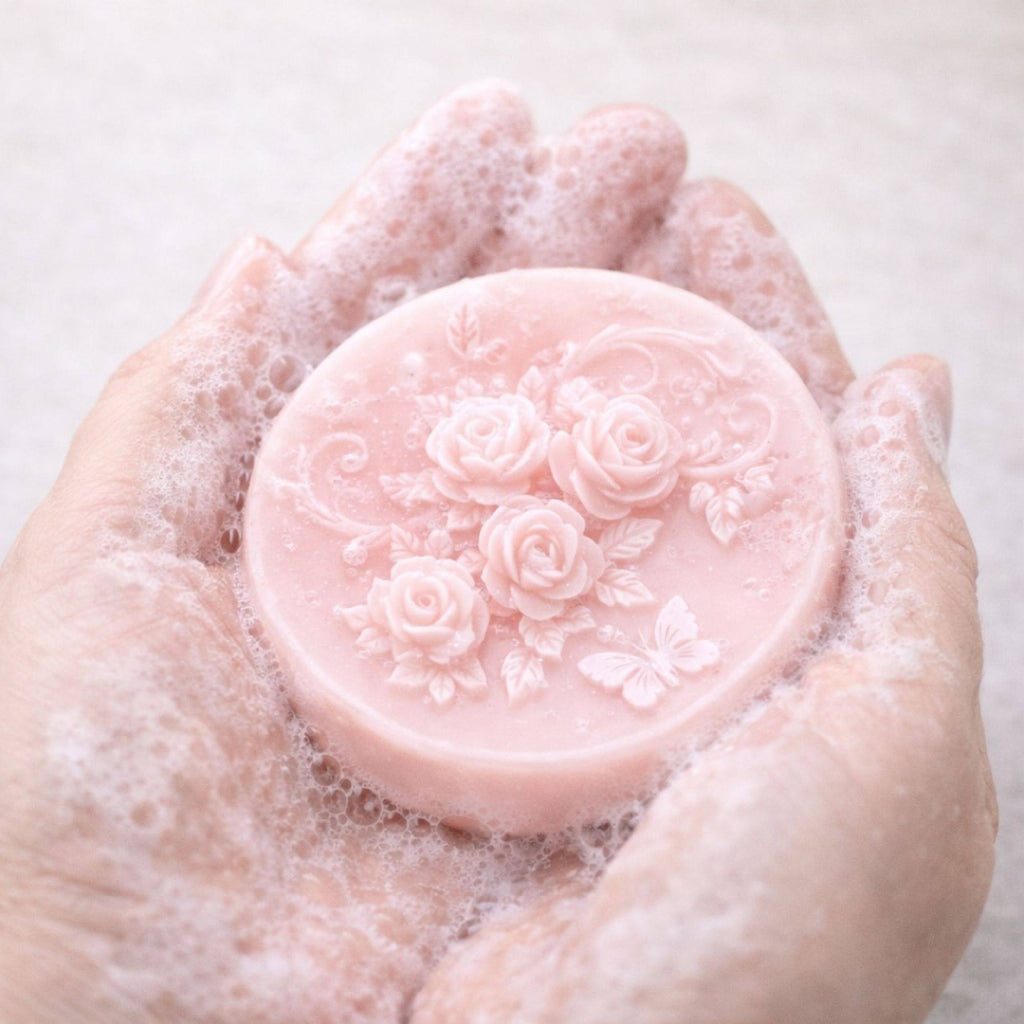 Romantic floral soap – gently cleanses and leaves skin soft and beautifully scented.