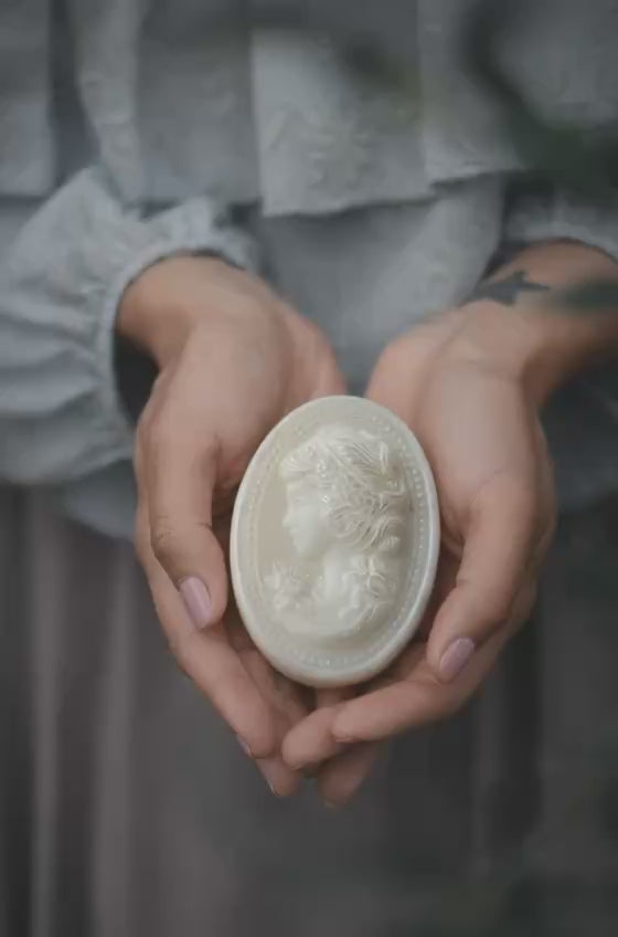 Elegant handcrafted cameo soap – refined and timeless, made with nourishing oils.