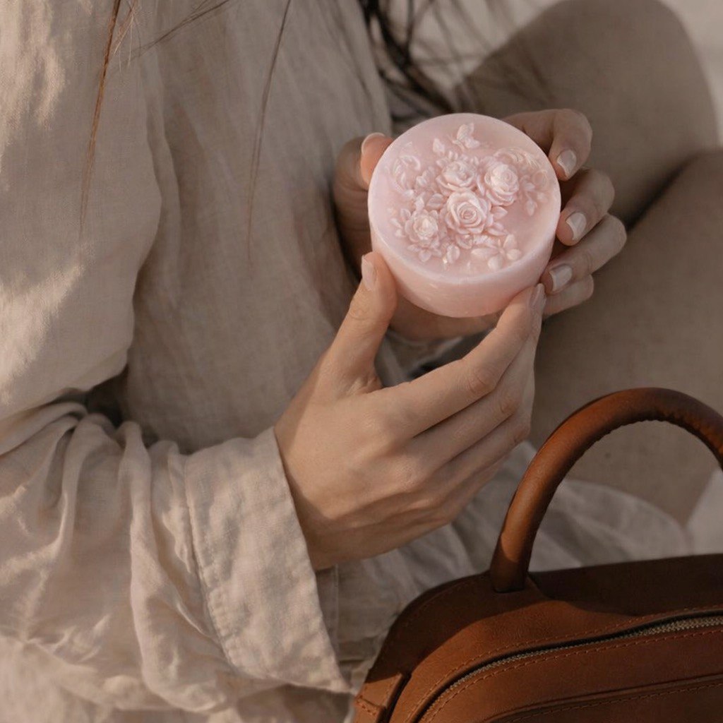 omantic floral soap – gently cleanses and leaves skin soft and beautifully scented.